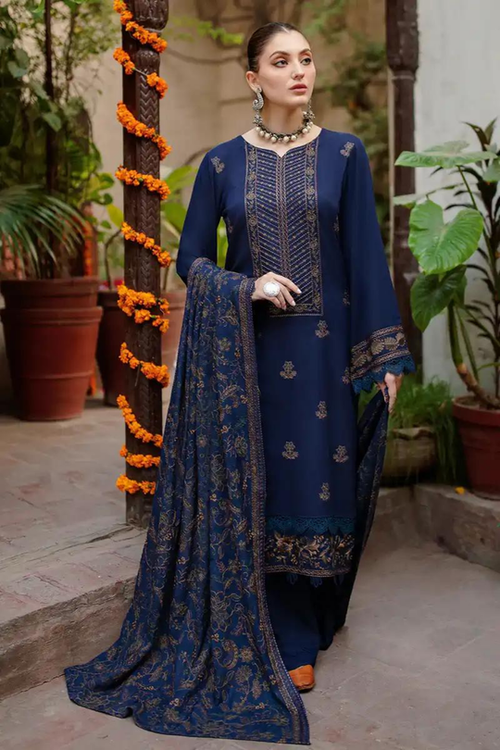 3PC EMBROIDERED DHANAK DRESS Bs - 311