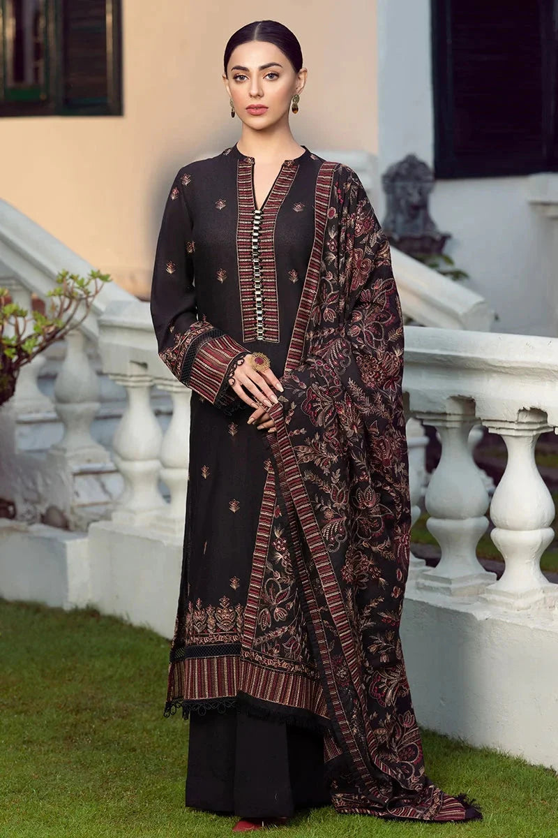 3PC EMBROIDERED DHANAK DRESS BS - 306