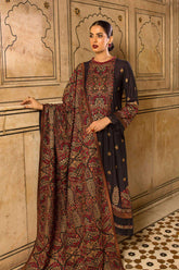 3PC EMBROIDERED DHANAK DRESS BS - 351