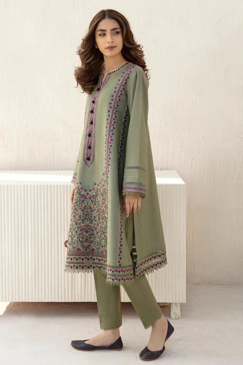 3PC EMBROIDERED DHANAK DRESS BS - 352