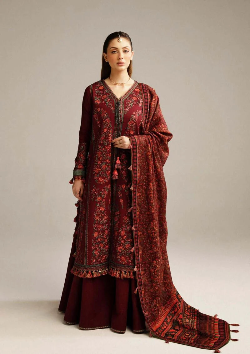 3PC EMBROIDERED DHANAK DRESS BS- 372