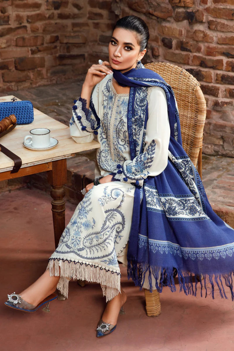 3PC EMBROIDERED DHANAK DRESS BS - 387