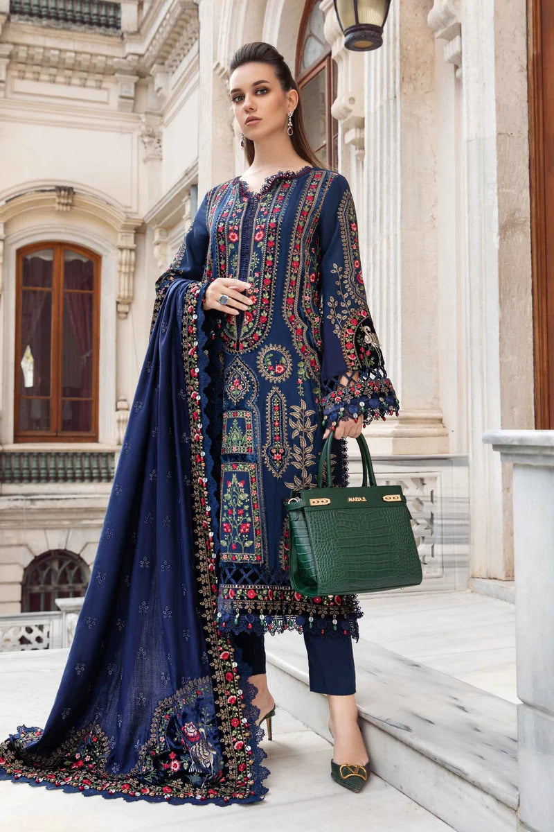 3PC EMBROIDERED DHANAK DRESS BS - 391