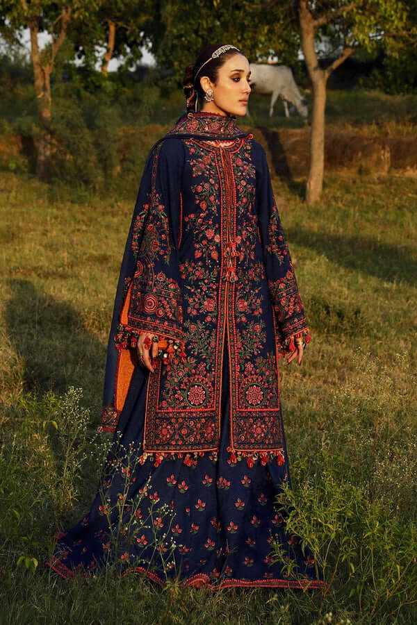 3PC EMBROIDERED DHANAK DRESS BS - 414