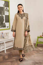 3PC EMBROIDERED DHANAK DRESS BS - 354