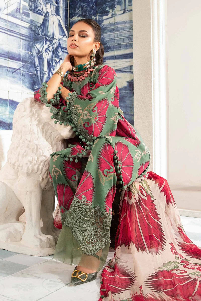 3 PC DIGITAL PRINT LAWN WITH EMBROIDERED PATCH - BS-182