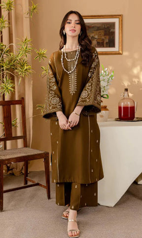 2PC EMBROIDERED DHANAK DRESS BS - 385