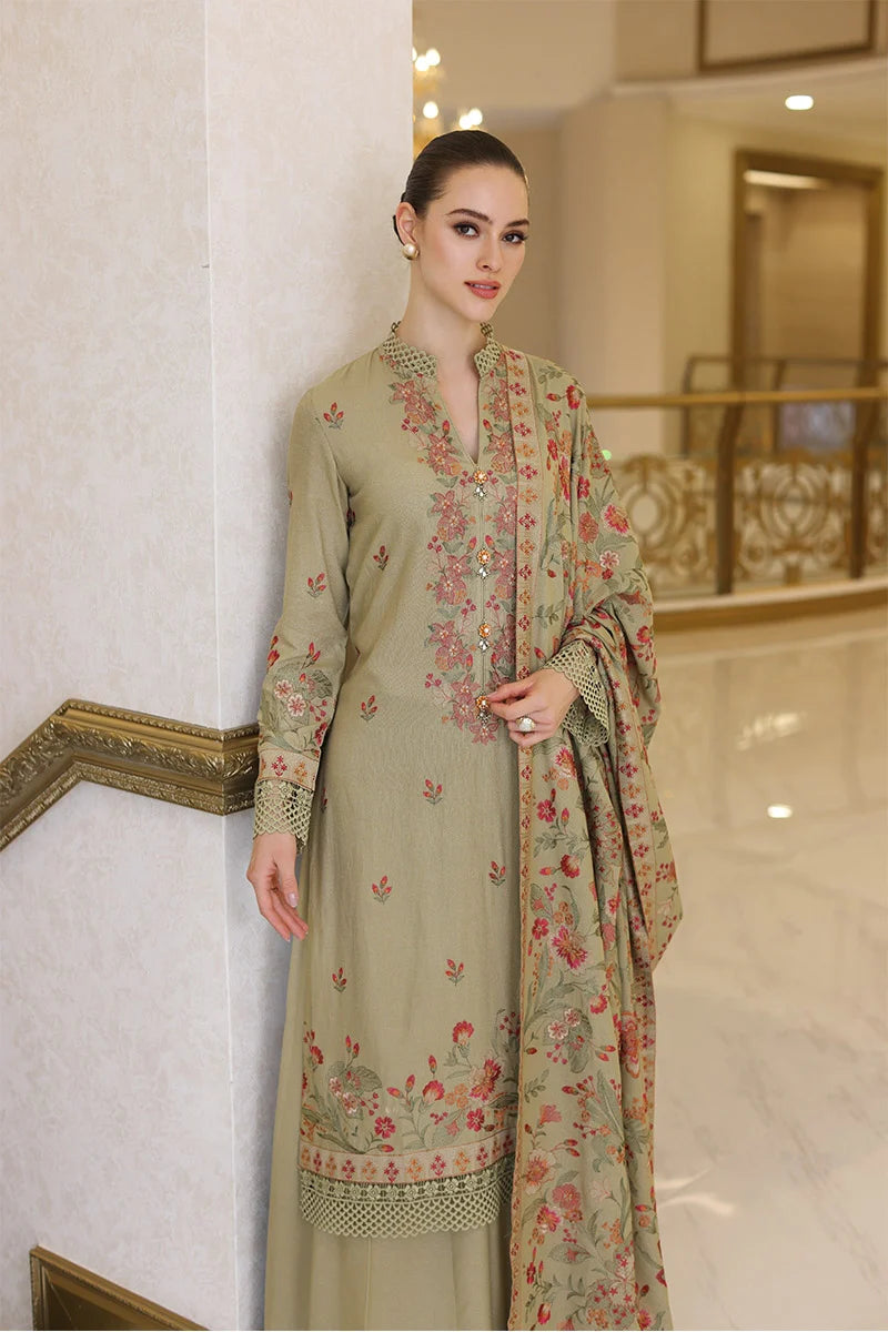 3PC EMBROIDERED DHANAK DRESS -BS- 302