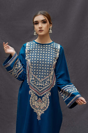 2PC EMBROIDERED DHANAK DRESS BS - 413