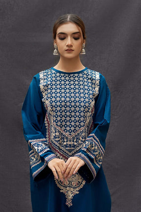 2PC EMBROIDERED DHANAK DRESS BS - 413