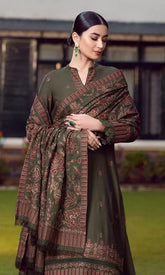 3PC EMBROIDERED DHANAK DRESS BS - 305