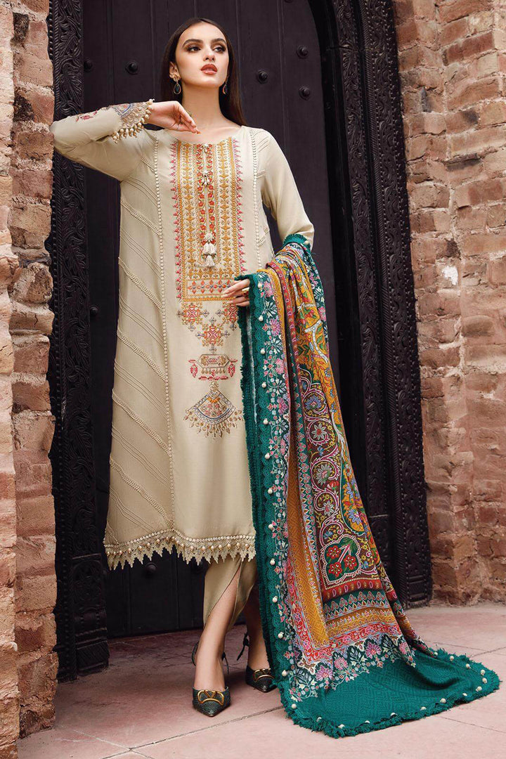 3PC EMBROIDERED DHANAK DRESSBS - 369